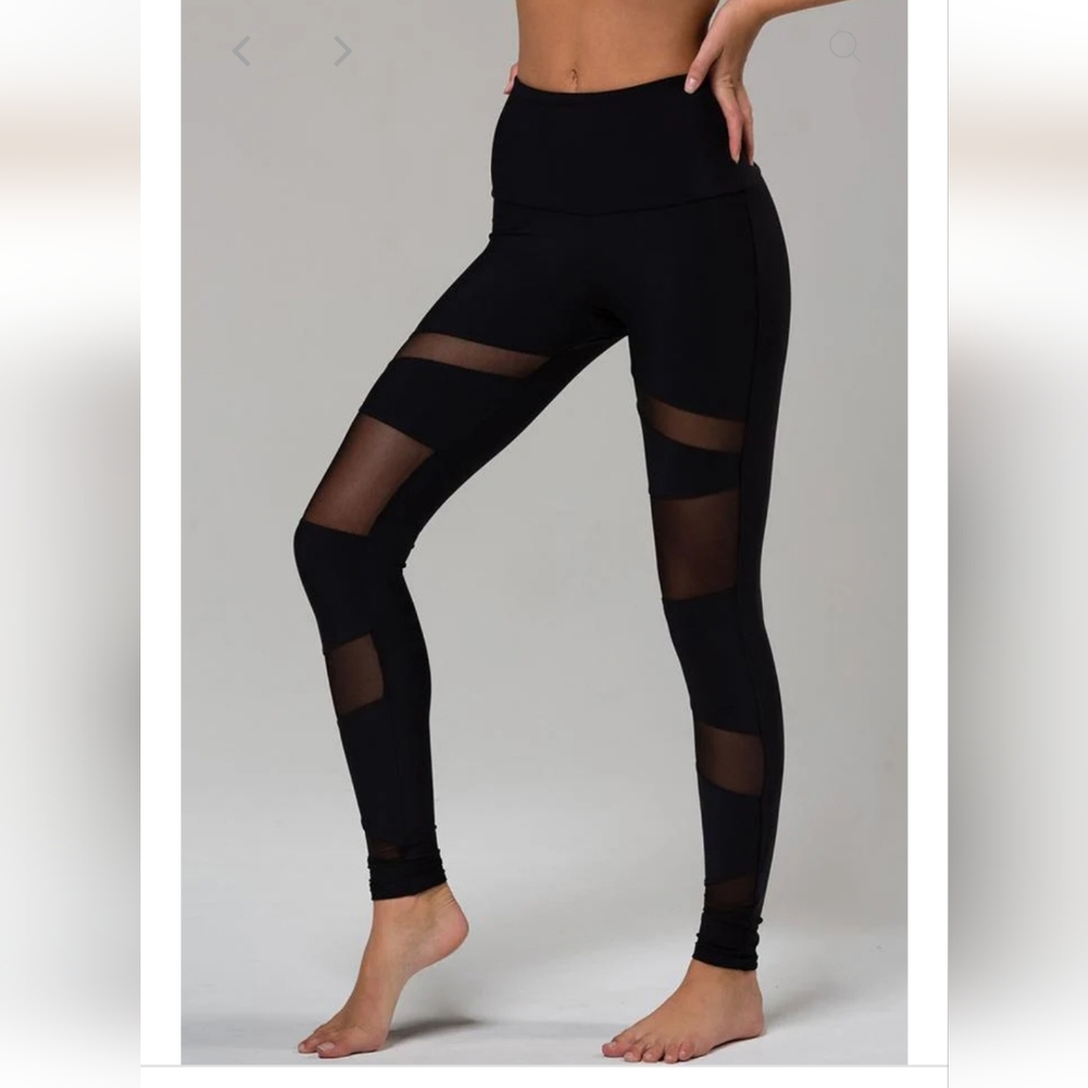 Black Mesh Panel Leggings